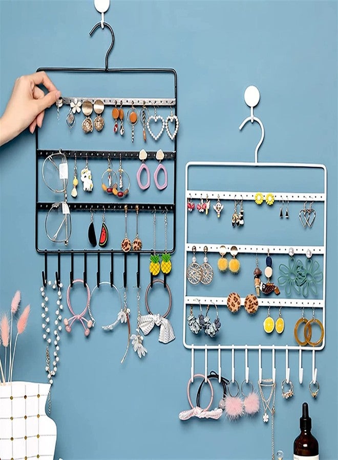 Pikify Multipurpose Wall Hanging Metal Jewellery Organizer with 10 Hanging Hooks & 66 Holes for Earrings - Suitable for Studs,Necklace,Earring,Bracelets,Jhumkas,Chains & Keychains - Image 2